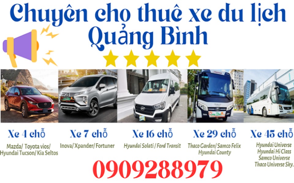 Chuyên cho thuê xe du lịch Quảng Bình 4 - 45 chỗ